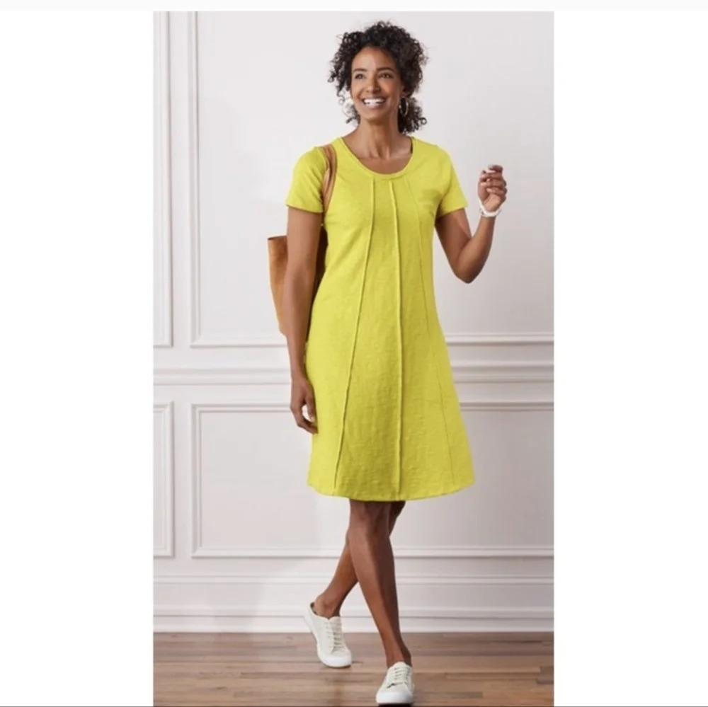 Soft Surroundings sz.L Marchesa T Shirt Dress Pintucked Cotton Knee Length Comfy